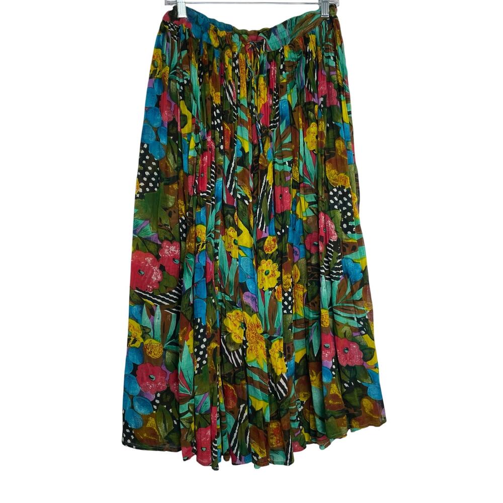 Vintage Instyle New York Floral Maxi Skirt Gypsy Festival Hippie 100% Cotton OS